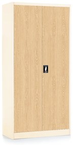 Dulap metalic universal cu imitație de lemn, 90 x 40 x 185 cm, încuietoare cu cilindru, fag / ral 9003