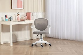 Scaun ergonomic pentru copii, suport lombar, suport picioare reglabil, rotativ, Gri