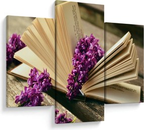 Tablou cu carte și floare violetă (90x60 cm)