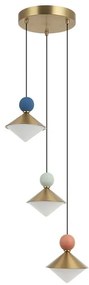 Lustra cu 3 pendule LED, Ceramica, Sticla, BRASS, ZB-25101