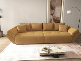 Canapea extensibilă dumonde cu ladă de depozitare si sezut confortabil din spuma high-density, Berlin Zoom Mustar 300x100 cm