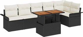 vidaXL Set de canapele pentru grădină 7 pcs Negru Rattan poli