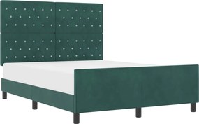 vidaXL Pat cu arcuri cu headboard Verde închis 140 x 200 cm Catifea