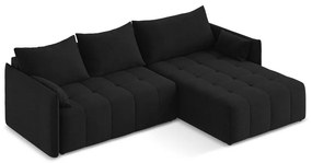 Colțar negru extensibil/cu spațiu de depozitare (cu colț pe partea dreaptă/cu șezlong) Moku – Makamii
