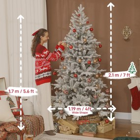 HOMCOM Brad de Crăciun Înzăpezit, cu Bază Metalică Pliabilă, 210cm | Aosom Romania