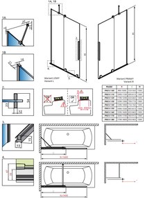 Paravan cada glisant, 170x150 cm, auriu periat, orientare stanga, Radaway Furo Stanga