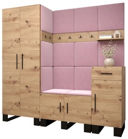 Set mobilier pentru hol Amanda 1 (Stejar artisan + roz). 1085858