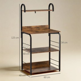 HOMCOM Dulap cu Rafturi pentru Bucătărie, Etajeră Spațioasă 60x40x125 cm, Design Modern, Soluție Depozitare Eficientă | Aosom Romania