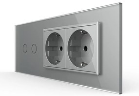 Intrerupator Dublu + 2 Prize LIVOLO cu Rama Din Sticla, Standard Italian, 6M