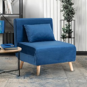 JAKS Fotoliu extensibil Marry velur albastru închis