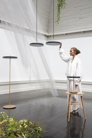 Lustra LED design scandinav Asteria medium - nuance olive/ auriu