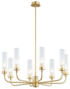 Candelabru 8 brate, alama periata, sticla canelata PRESTON 5082