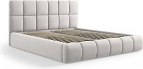 Pat tapitat cu tablie si lada depozitare, Bellis, Micadoni Home, BL, 140x200 cm, catifea, argintiu