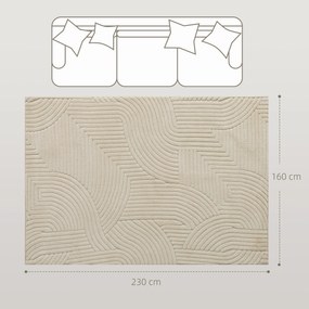 HOMCOM Covor Modern Antiderapant din Poliester și Bumbac cu Design Liniar, pentru Living, Dormitor, Crem | Aosom Romania