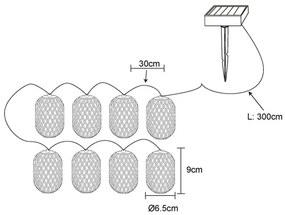 Globo 36129-8 - Șir solar LED 650 cm, 0,06W, 3V, IP44