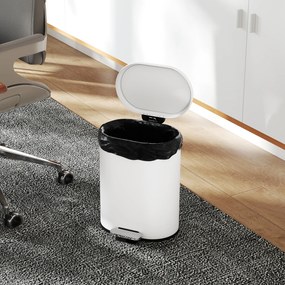 HOMCOM Coș de gunoi dreptunghiular cu pedală 12L din metal, cu găleată interioară detașabilă, închidere lentă, alb | Aosom Romania