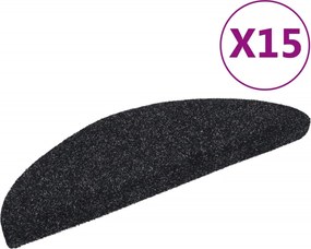vidaXL Covorașe autoadezive pentru scări, 15 buc., 56x17x3 cm, negre, semirotunde