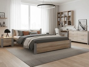 Pat de o persoana IKAROS 120 x 200 cm, stejar sonoma/gri Saltele: Cu saltele Deluxe 10 cm, Somiera pat: Cu lamele drepte