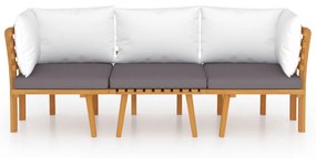 Set mobilier de gradina cu perne, 3 piese, lemn masiv acacia 2x colt + mijloc, 1