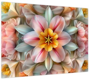 Tablou pe sticlă - Floare caleidoscopică (70x50 cm)