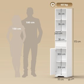 HOMCOM Dulap de Baie Înalt, Dulap Independent cu Raft Reglabil | Aosom Romania