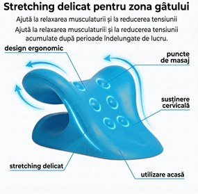 Dispozitiv tractiune cervicala memory foam pentru gat si postura, Alb