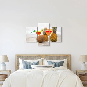 Tablou cu ananas și pahare pe plajă (90x60 cm)