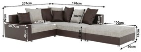 Colţar, piele ecologică maro/stofă maro, model dreapta, PETRANA NEW