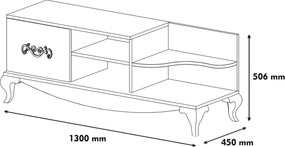 Comoda TV, Hanah Home, Sultan, 130x50.6x45 cm, Nuc/Alb