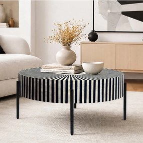 Masuta de cafea cu incrustatii din os HARMONY NATURE 65cm