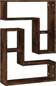 vidaXL Rafturi de perete, 2 buc., stejar fumuriu, 50x15x50 cm, lemn