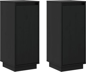 vidaXL Servante, 2 buc., negru, 31,5x34x75 cm, lemn masiv de pin