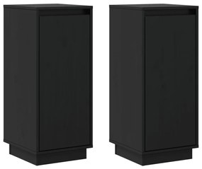 813359 vidaXL Servante, 2 buc., negru, 31,5x34x75 cm, lemn masiv de pin