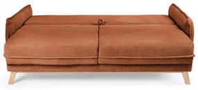 Canapea portocalie extensibilă cu tapițerie din catifea reiată 218 cm Tori – Bonami Selection