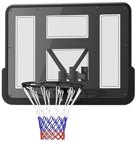 SPORTNOW Panou de baschet mural panou basket cu placă incasabilă cerc din oțel și plasă anti-rupere 110L x 75H cm negru | Aosom Romania