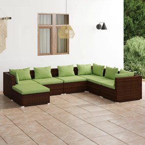 3101836 vidaXL Set mobilier de grădină cu perne, 7 piese, maro, poliratan