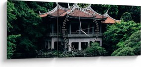 Tablou cu grădina japoneză națională (cu ceas) (90x30 cm)