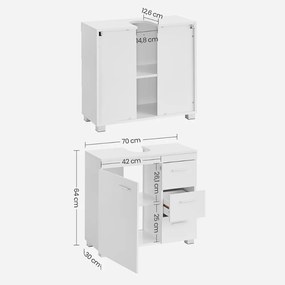 Dulap pentru chiuvetă IVY, 30x70x64 cm, alb Vasagle