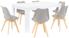 Set de masă Lola 6+1 gri-alb