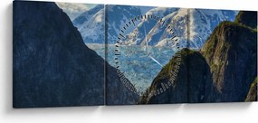 Tablou cu peisaj cu munții (cu ceas) (90x30 cm)