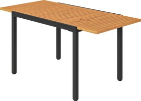 Outsunny Masă de Grădină Extensibilă 100/150x70 cm din Lemn și Metal cu Orificiu pentru Umbrelă pentru 4-6 Persoane Teak | Aosom Romania