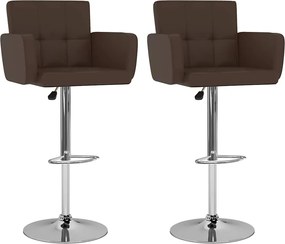 vidaXL Scaune de bar, 2 buc., maro, piele ecologică
