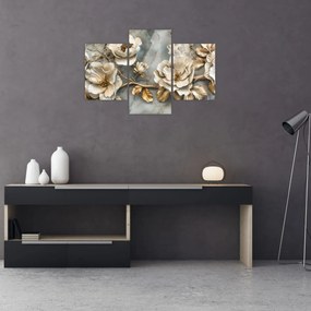 Tablou - Marmură de fundal cu flori (90x60 cm)