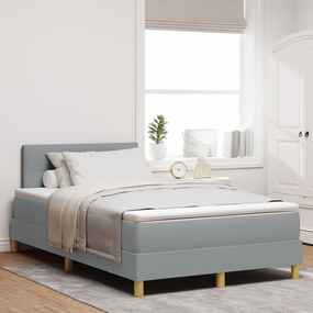 vidaXL Pat cu somieră cu saltea Gri deschis 120x190 cm Țesătură