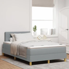 vidaXL Pat cu somieră cu saltea Gri deschis 120x190 cm Țesătură