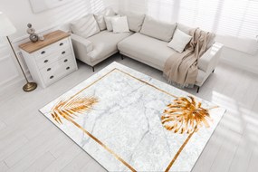 MIRO 51518.806 covor lavabil Frunze, cadru anti-alunecare - gri / aur - SECUNDAR-COTATI PRODUSUL