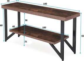 Comoda tv cu picioare metal Homs 140 cm, nuc-negru,30403