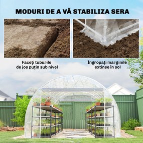 Outsunny Seră de Grădină Tip Tunel 3x6x2 m cu 2 Uși Rulabile, Cadru din Oțel și Acoperire din PE, pentru Legume, Fructe, Flori, Anti-UV, Transparentă | Aosom Romania