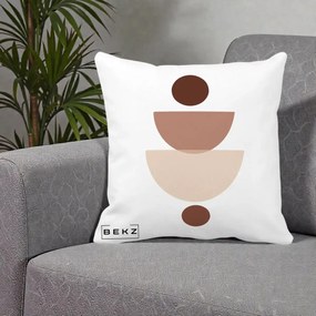 Perna Decorativa Geometric Boho Balance, 40x40 cm, Alba Mata, Husa Detasabila, Perna Inclusa, BEKZ®