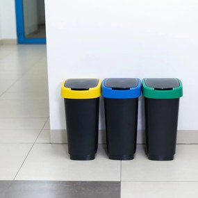 Coșuri de gunoi negre 3 buc. pentru reciclat din plastic reciclat 25 l Twist – Rotho